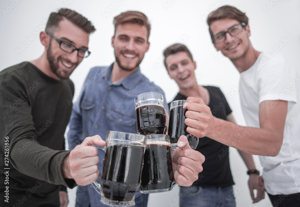 guys with mugs of beer isolated on white background guys with mugs of beer isolated on white background