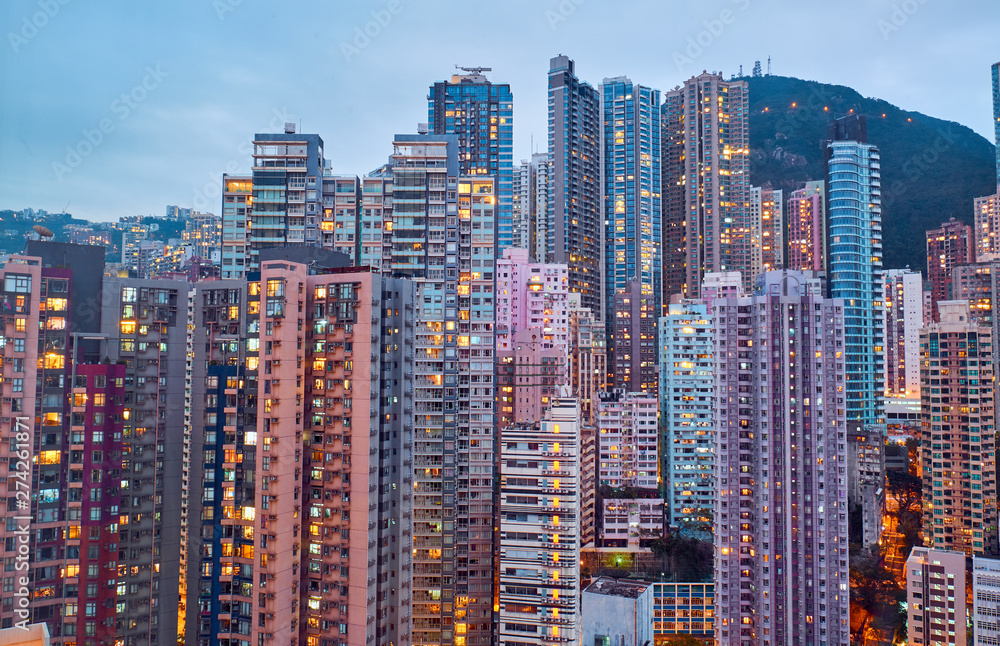 Obraz premium Residential buildings in the city center. Hong Kong.