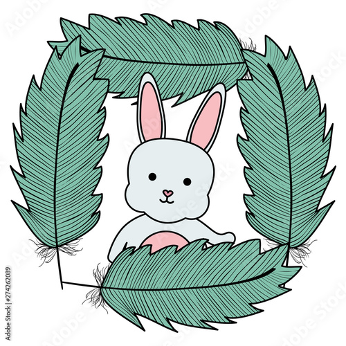 cute little rabbit with feathers frame