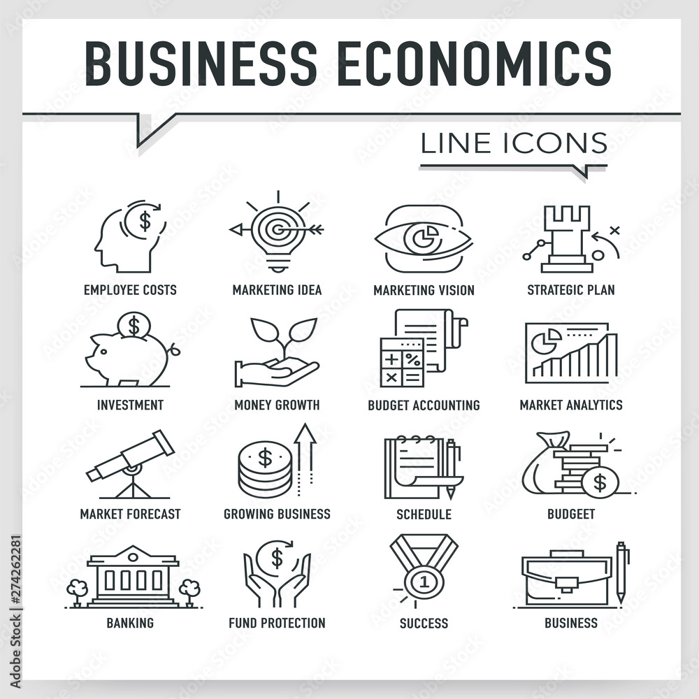 BUSINESS ECONOMICS LINE ICONS