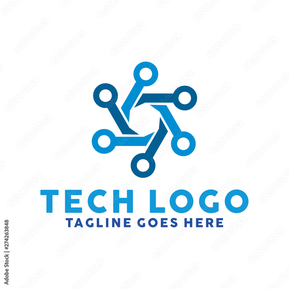 Tech Logo Design With Geometry Concept. Identity Logotype. Digital And