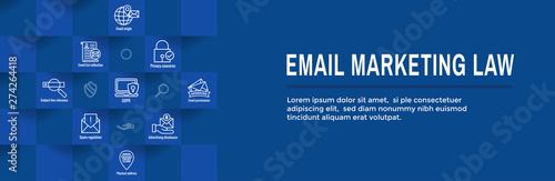 Email Marketing Rules and Regulations Icon Set & Web Header Banner