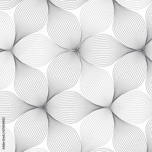 Abstract linear flower pattern in monochrome styles. Graphic clean for fabric, printing, wallpaper and able align by hand. Pattern is on swatches panel.