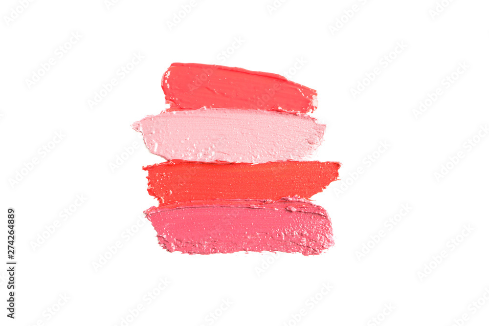 Lipstick smears isolated on white background. Makeup products Lipstick smears isolated on white background. Makeup products