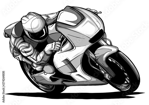 draw motorcycles racers biker vector illustration design