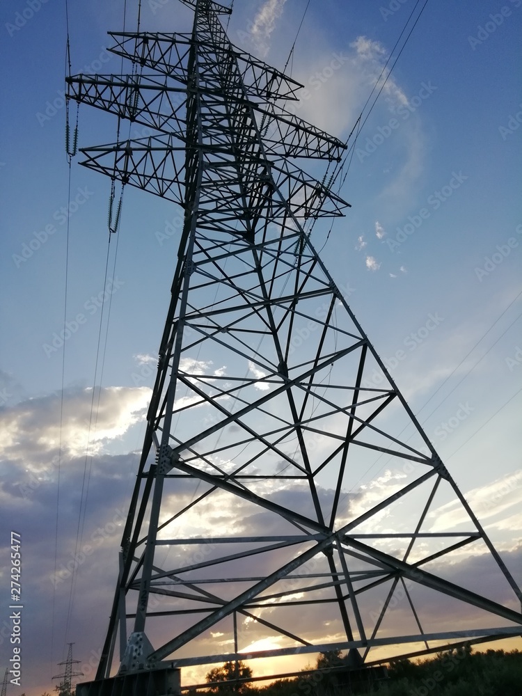 power transmission tower on background of blue sky power transmission tower on background of blue sky