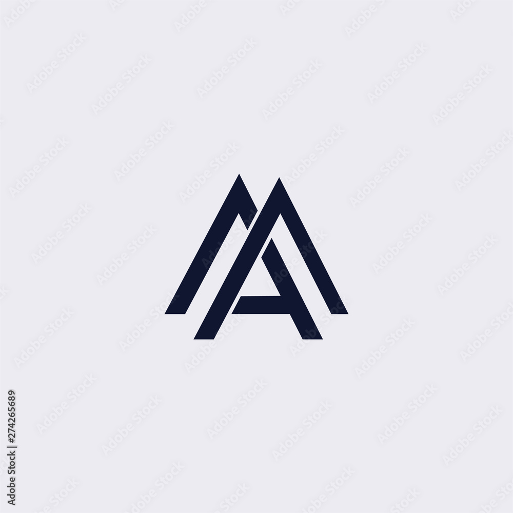 Minimal line letter initial A MA logo. Abstract and elegant shape font sign. logotype vector design template for personal identity branding, creative industry, web, business, corporate and company Minimal line letter initial A MA logo. Abstract and elegant shape font sign. logotype vector design template for personal identity branding, creative industry, web, business, corporate and company
