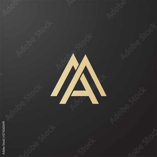 Minimal line letter initial A MA logo. Abstract and elegant shape font sign. logotype vector design template for personal identity branding, creative industry, web, business, corporate and company