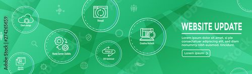Website Update Icon Set with Web Header Banner