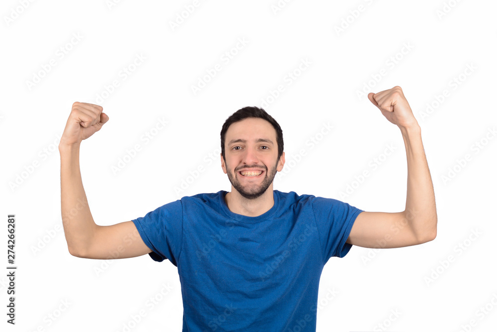 Fototapeta premium Young man celebration victory.