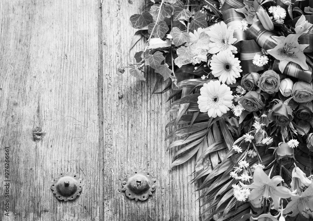 Floral Wreath With Copy Space Black and White