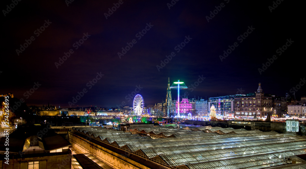 Night view of Edinburgh, Scotland, UK. Long Exposure Photography 