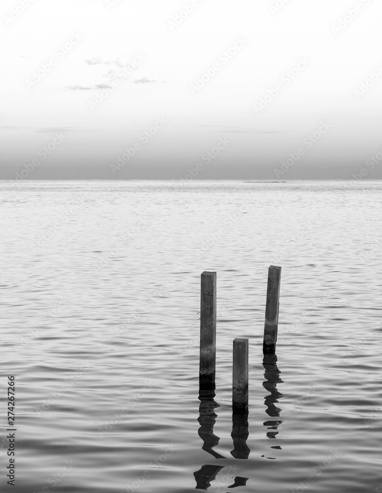 Minimalist Ocean Landscape Black and White