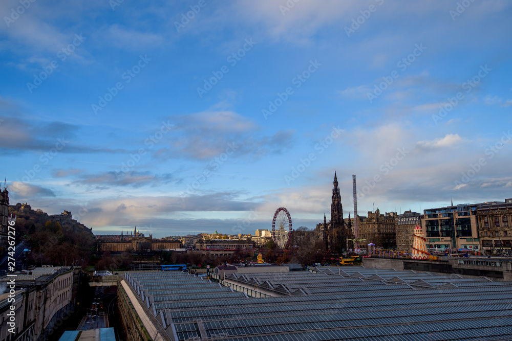 Panoramic view of Edinburgh City from the bridge, Capital of Scotland and of the most visited place in the UK Panoramic view of Edinburgh City from the bridge, Capital of Scotland and of the most visited place in the UK