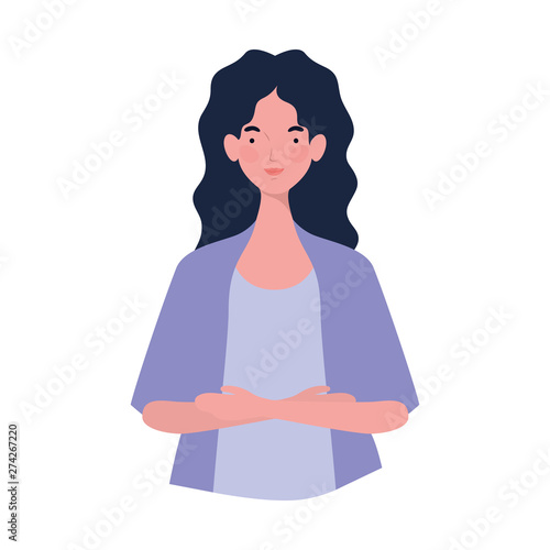 young woman on white background