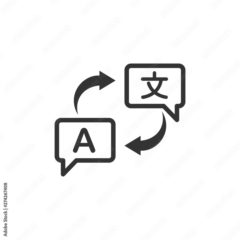 Language Translation icon template black color editable. Language Translation symbol Flat vector sign isolated on white background. Simple vector illustration for graphic and web design. Language Translation icon template black color editable. Language Translation symbol Flat vector sign isolated on white background. Simple vector illustration for graphic and web design.