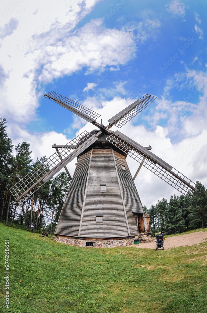 19th century dutch type windmill in Olsztynek town in Warmia-Mazury Province, Poland
