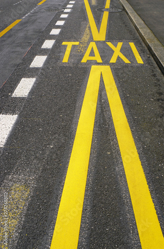 taxi lane and sign 
