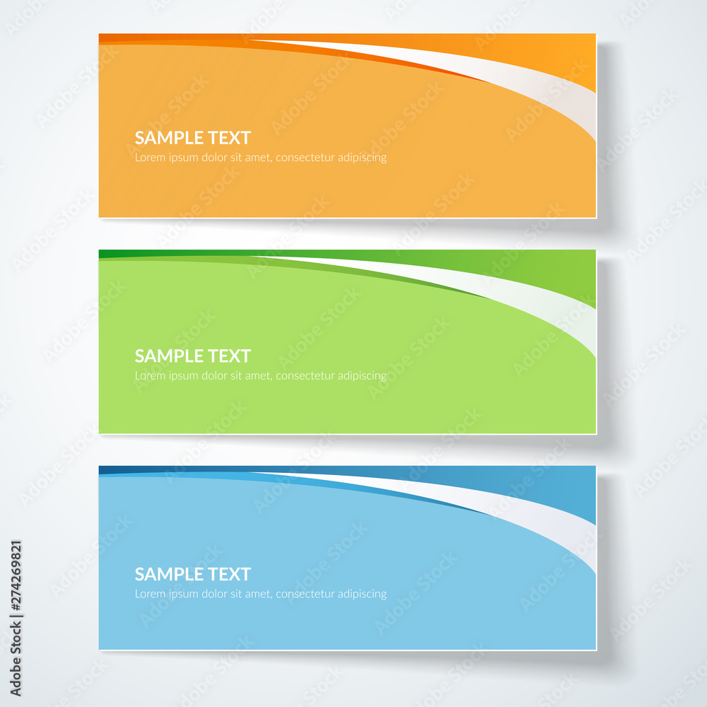Card with abstract wavy lines Orange blue green curved lines on a colored background Creative card template design element ads poster Abstract background for business card layout template Vector set