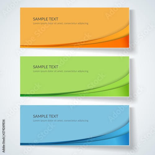 Card with abstract wavy lines Orange blue green curved lines on a colored background Creative card template design element ads poster Abstract background for business card layout template Vector set