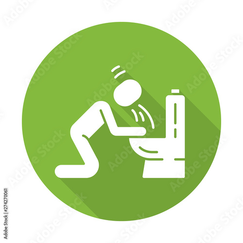 Vomiting, nausea flat design long shadow glyph icon