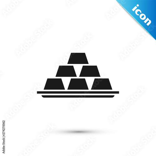 Black Gold bars icon isolated on white background. Banking business concept. Vector Illustration