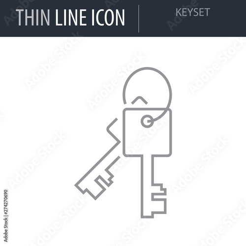 Symbol of Keyset Thin line Icon of Cyber Security. Stroke Pictogram Graphic for Web Design. Quality Outline Vector Symbol Concept. Premium Mono Linear Beautiful Plain Laconic Logo