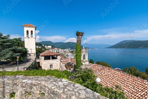 A Herceg Novi Old Town overlooking bay of Kotor in Montenegro