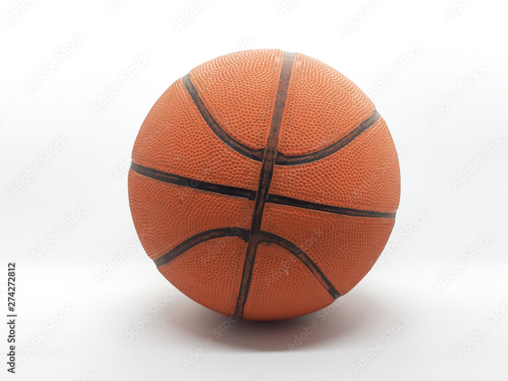 Fototapeta premium Orange and Black Color Basket Ball for Sports in White Isolated Background
