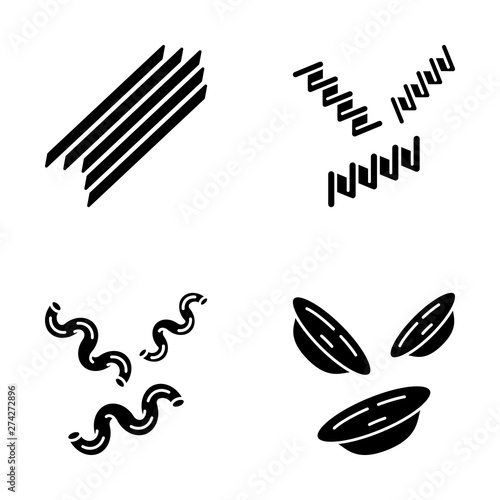 Pasta noodles glyph icons set