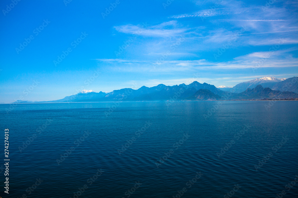 Beautiful landscape of mountains and the Mediterranean sea in Turkey, Antalya. Beautiful landscape of mountains and the Mediterranean sea in Turkey, Antalya.