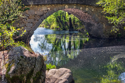 Puente sobre el rio Arenal. Avila. España. Europa.