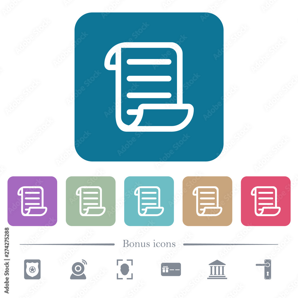 Script code flat icons on color rounded square backgrounds Script code flat icons on color rounded square backgrounds