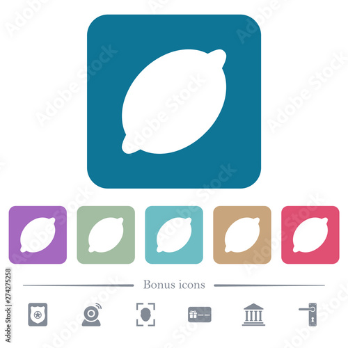 Single lemon flat icons on color rounded square backgrounds