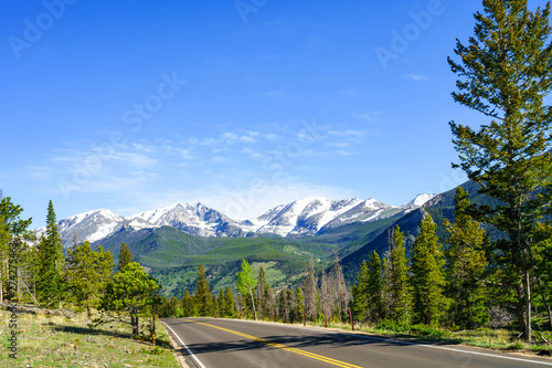 Mountain road in the Rocky Mountains during summer