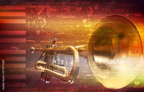 abstract grunge background with trumpet