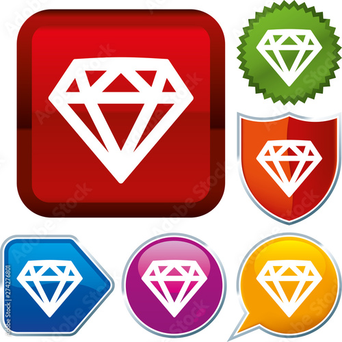 Set shiny icon series on buttons. Diamond. photo