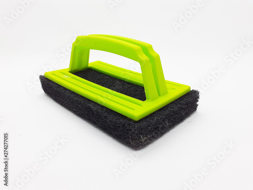 Black and Green Colorful Cleaning Sponge for Bathroom and Kitchen Utensils in White Isolated Background
