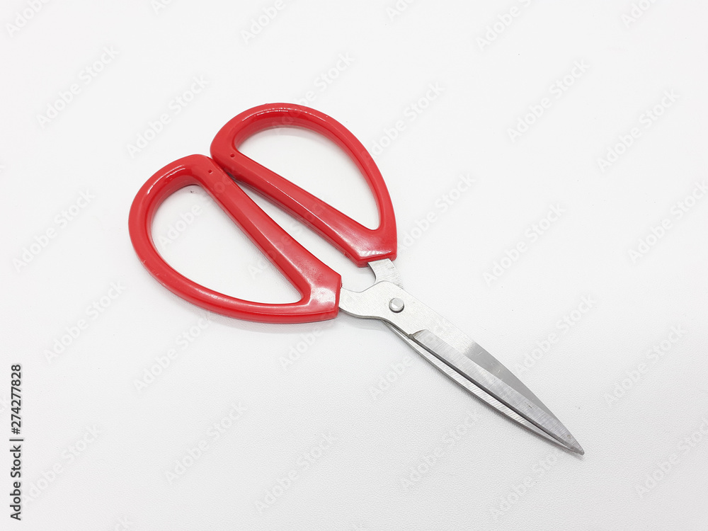 Artistic Red Scissor for Paper Craft Cutting in White Isolated Background Artistic Red Scissor for Paper Craft Cutting in White Isolated Background