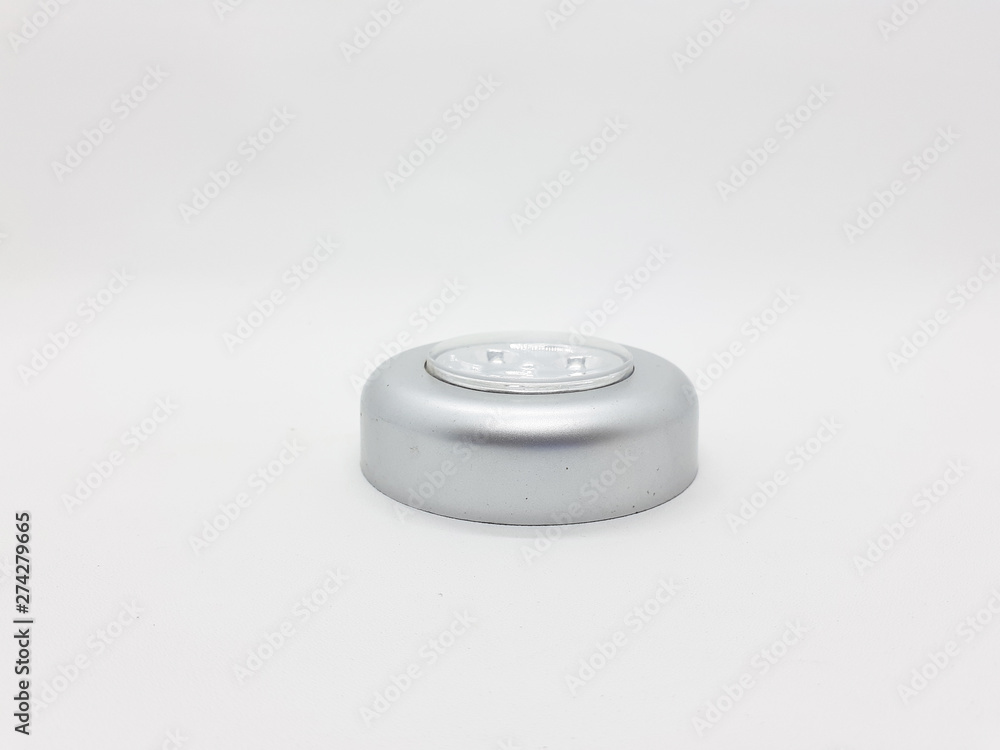 Round Circle Shape Bright Emergency Lamp LED Light Touch and Stick in White Isolated Background Round Circle Shape Bright Emergency Lamp LED Light Touch and Stick in White Isolated Background