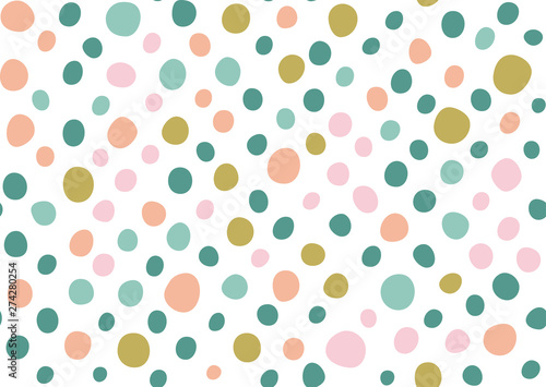 Multicolor polka dot hand drawn seamless pattern