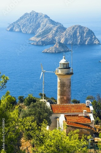 lighthouse in mountains