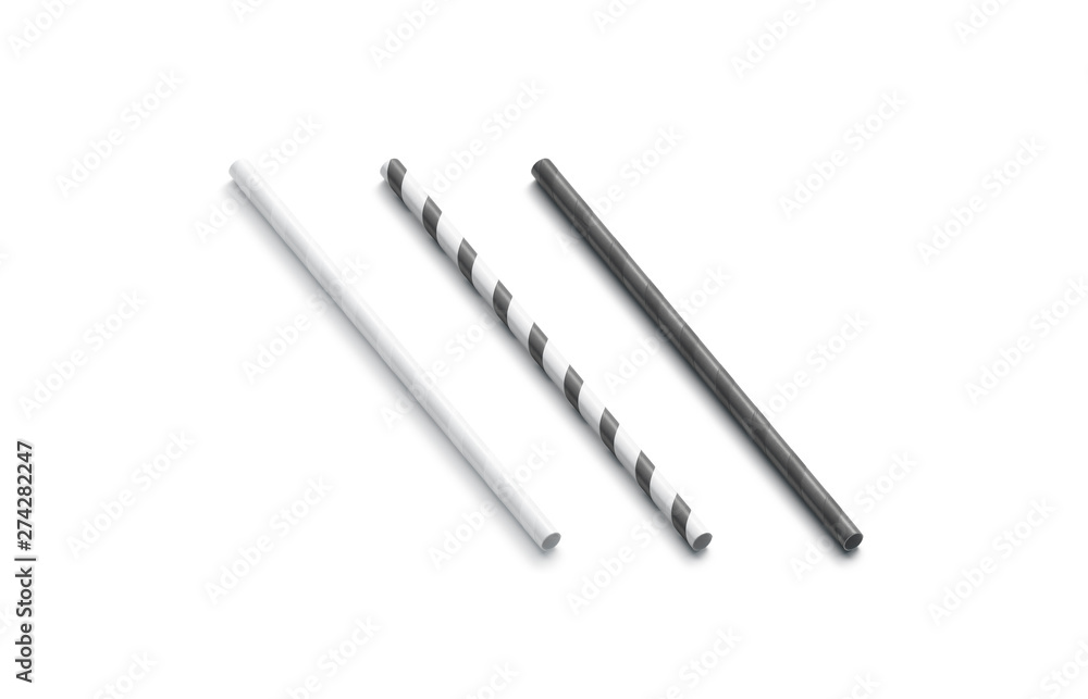 Blank black and white paper straws mock up isolated, side view, 3d rendering. Clear grey disposable pipe mockup. Empty cardboard tubule for juice and fizzy water. Empty striped bio soloma for cafe. Blank black and white paper straws mock up isolated, side view, 3d rendering. Clear grey disposable pipe mockup. Empty cardboard tubule for juice and fizzy water. Empty striped bio soloma for cafe.