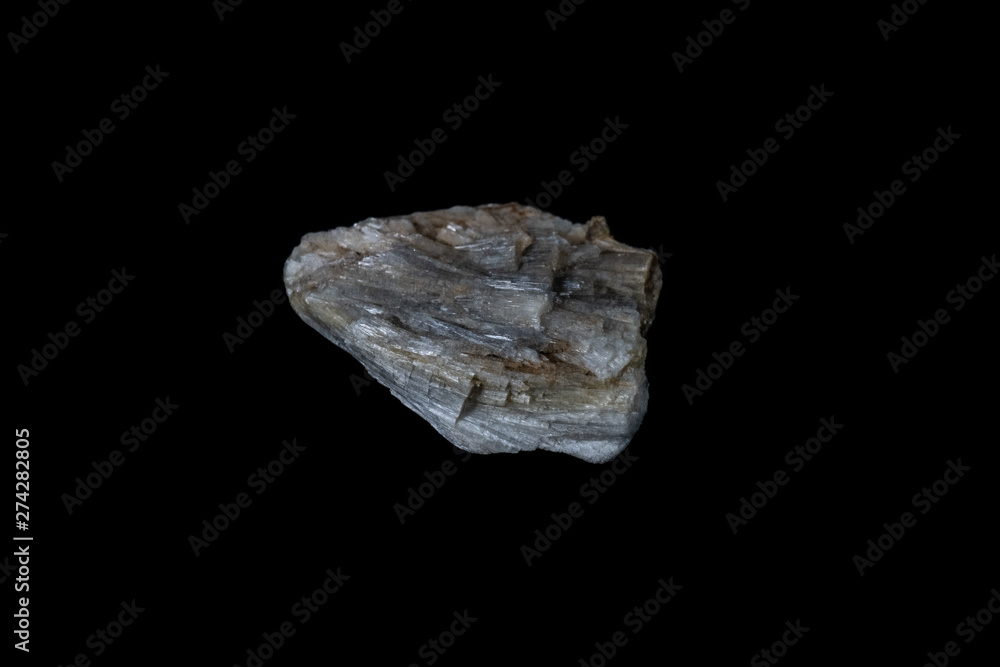 Grey Wollastonite Mineral on Black Grey Wollastonite Mineral on Black