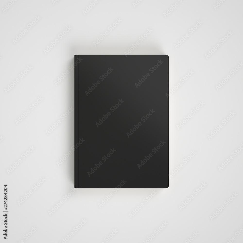 Blank black book on white background. Easy cover mockup. Front view. Blank black book on white background. Easy cover mockup. Front view.
