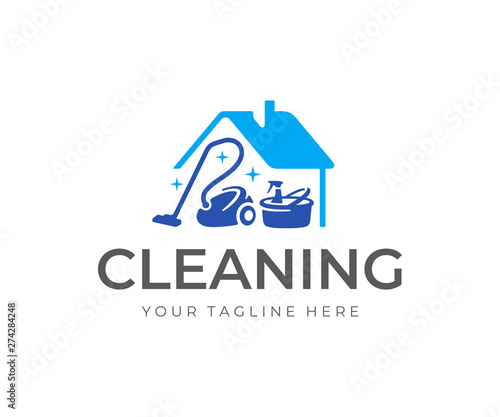 Photo House cleaning service logo design