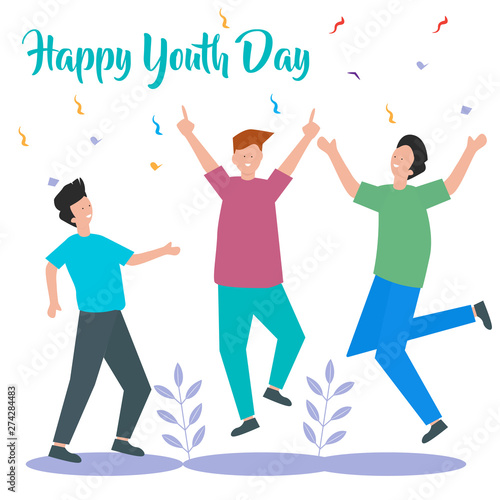 youth international day illustration with happy people