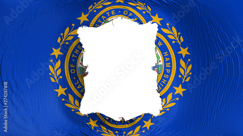 Square hole in the New Hampshire state flag, white background, 3d rendering photo