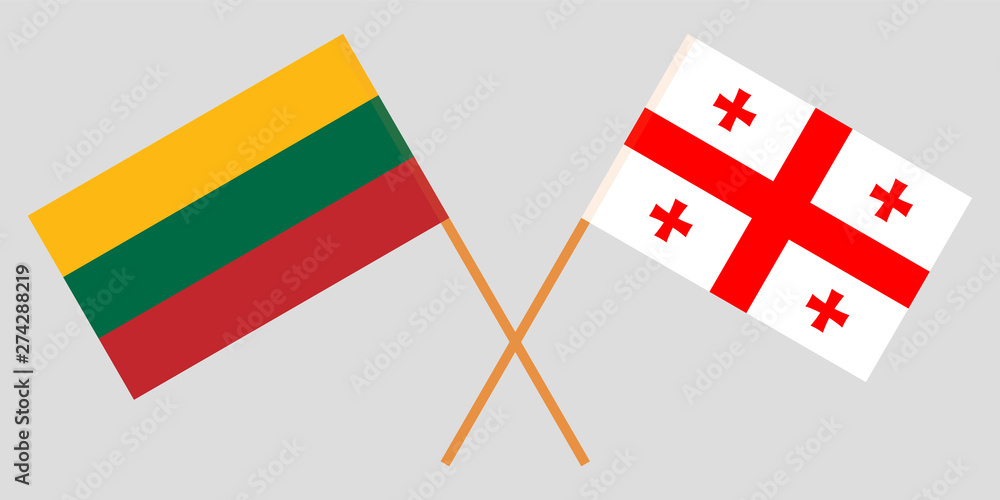 Georgia and Lithuania. Crossed Georgian and Lithuanian flags