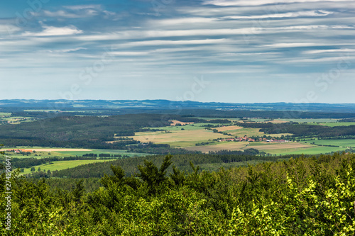 Panoramatic view of the South Bohemia and surrounding landscape  Czech Republic.